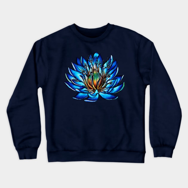 Blue Water Lily Flower Monster Crewneck Sweatshirt by Boriana Giormova